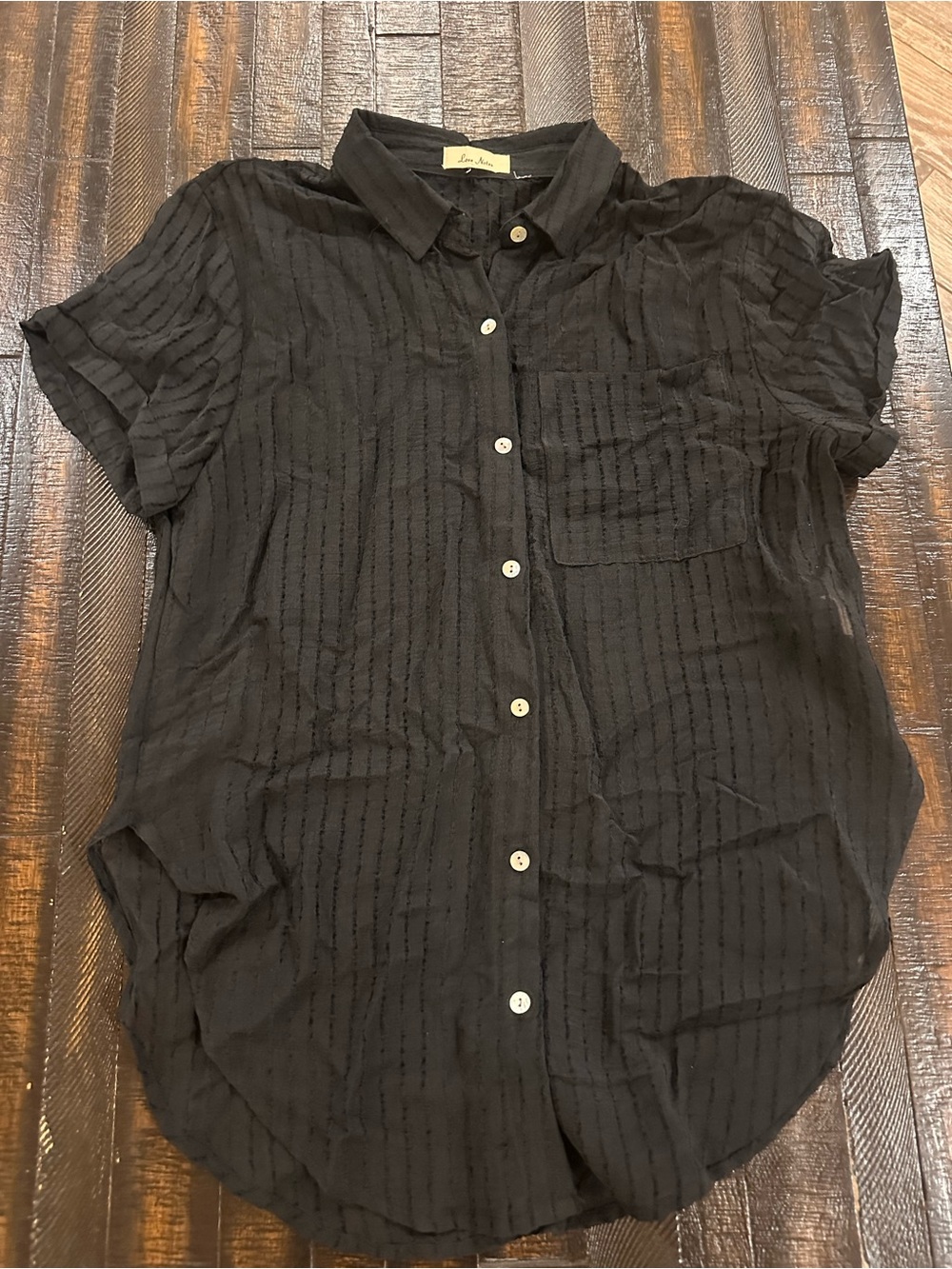 Love Notes Black Textured Button-Up Top